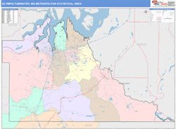 Olympia-Tumwater Metro Area Wall Map Color Cast Style 2024